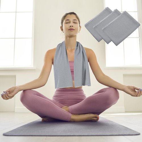 3pcs Cooling Towels 40x12 Inch Breathable Ice Towel for Neck and Face Yoga Towel for Gym Fitness Camping Pilates Dance Workout Daily Exercise- #07