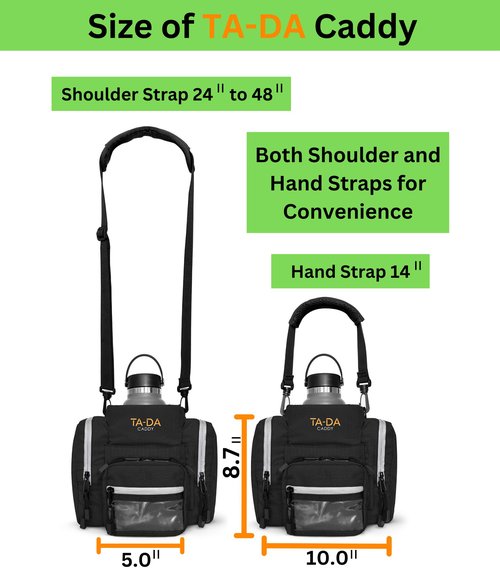 TA-DA Caddy Bag Everywhere you Go | Core Items are Bottle Phone Keys Wallets Etc., so Easy Access and more Convenient than Purse, Carrier, Crossbody, Messenger, Duffle, Fanny, Tote | W-7 H-10 L-10 |