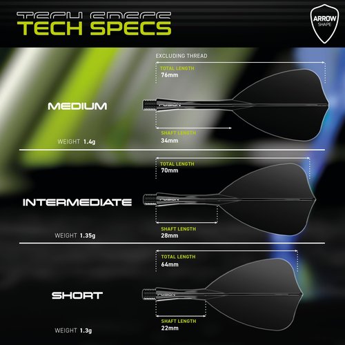 Winmau Darts Fusion Integrated Flight & Shaft System - Arrow Shape & Design - Black Colour, Short Length