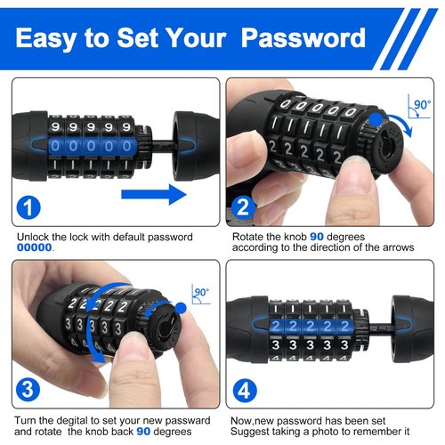 NDakter Bike Chain Lock, 5 Digit Combination Heavy Duty Anti Theft Bicycle Chain Lock, 3.2/4.27/5Ft Long Security Resettable Bike Locks for Bike, Bicycle, Scooter, Motorcycle, Door, Gate, Fence