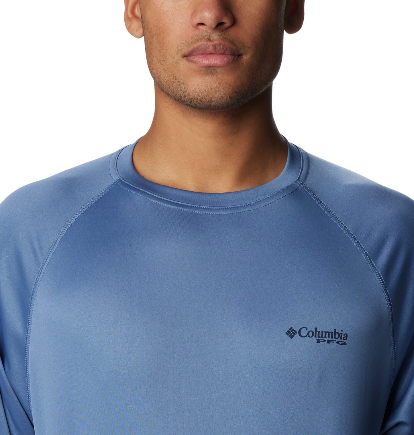Columbia Men's Terminal Tackle Long Sleeve Shirt, Bluestone/Collegiate Navy Logo, 6X Big