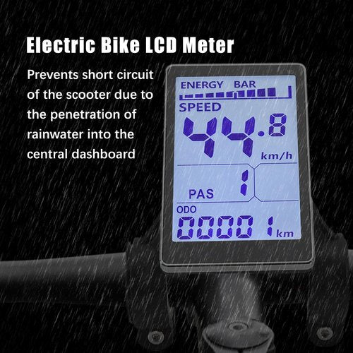 Electric Bike LCD Display, 5 Pin E Scooter M5 Panel Meter Screen with Waterproof Connector, E Bike Display Meter Control Panel Screen Suitable for 31.8 22.2mm Handlebar Electric Bike(No. 2 Protocol)