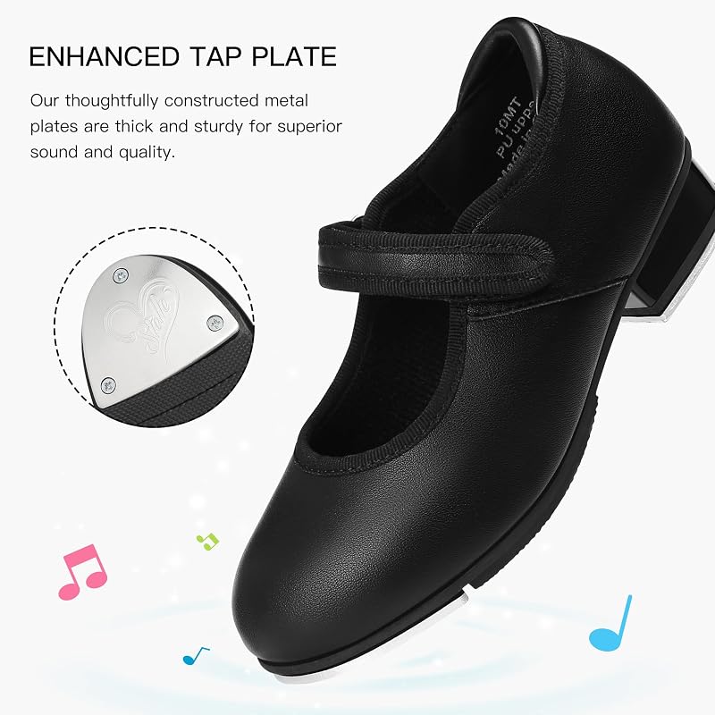 Stelle Tap Shoes for Toddler Girls PU Black + 7 Variation: B-Black PU+7 Toddler