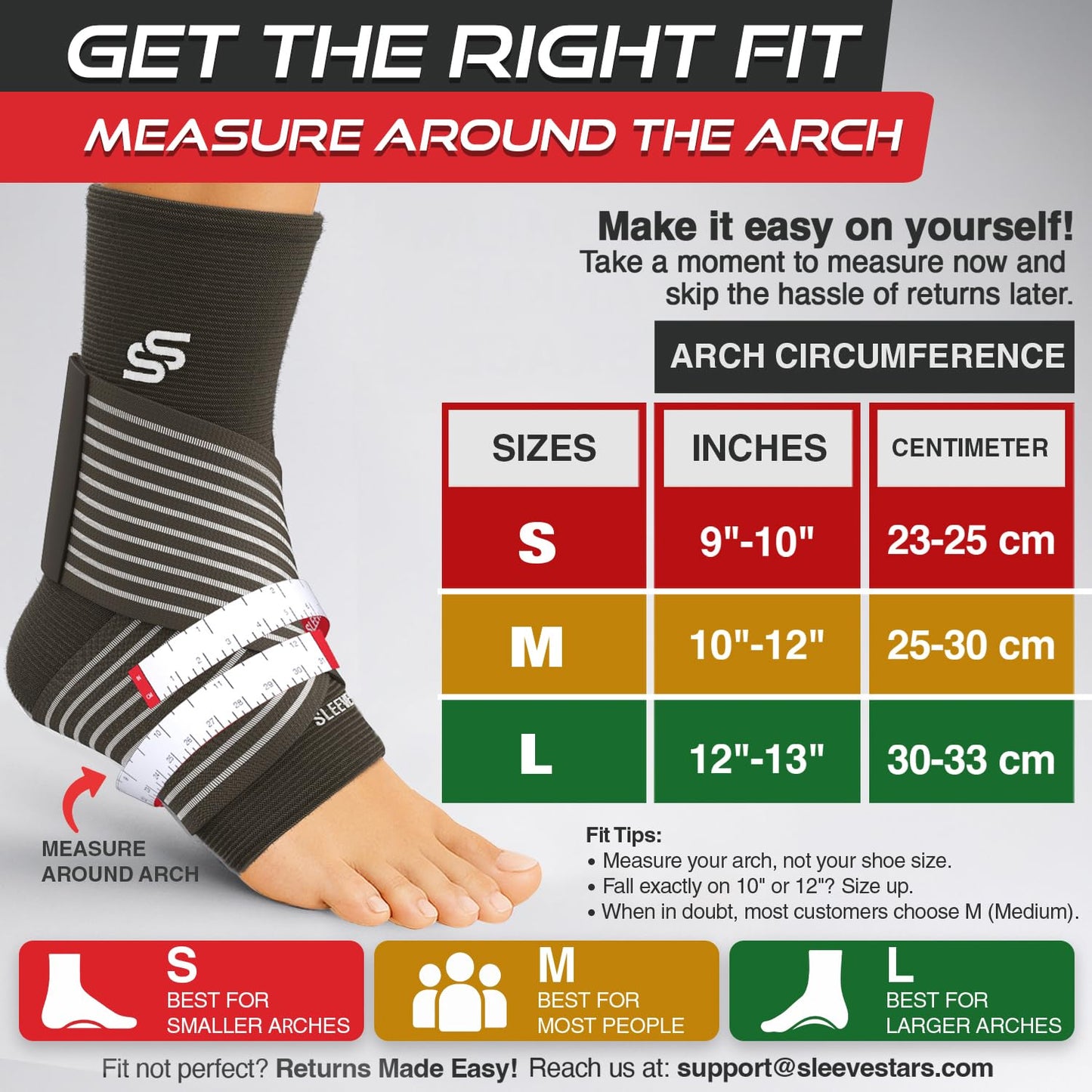 Sleeve Stars Ankle Brace for Women & Men, Ankle Wrap for Sprain, Compression Sleeve for Plantar Fasciitis Relief, Easy Customizable Support: w/ Removable Strap (Pair/M:10"-12"/Dark Brown)