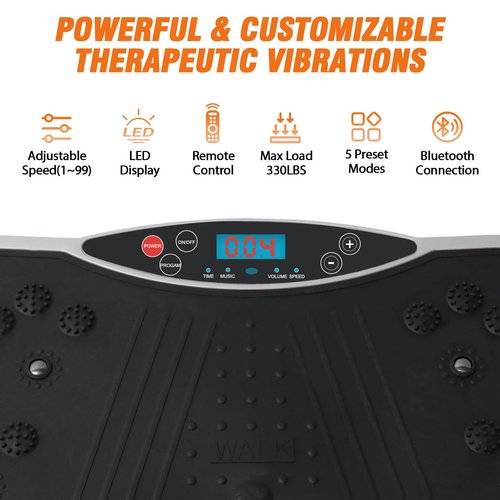 ALSO GO Vibration Plate Exercise Machine, 5 Workout Modes & 99-Level Vibration Platform for Weight Loss/Lymphatic Drainage, 330lbs Capacity Vibration Board with Resistance Bands for Full Body Workout