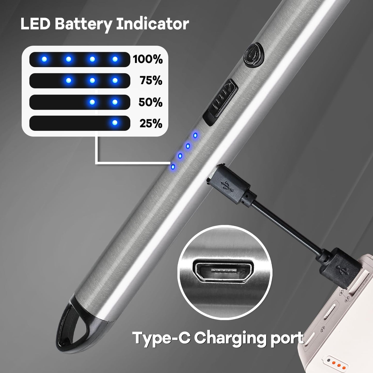 3 Pack Candle Lighter Electric Rechargeable Arc Windproof Lighters Flexible Neck Long Rotate 360 Plasma Lighter USB Flameless Lighters Candles Grill BBQ