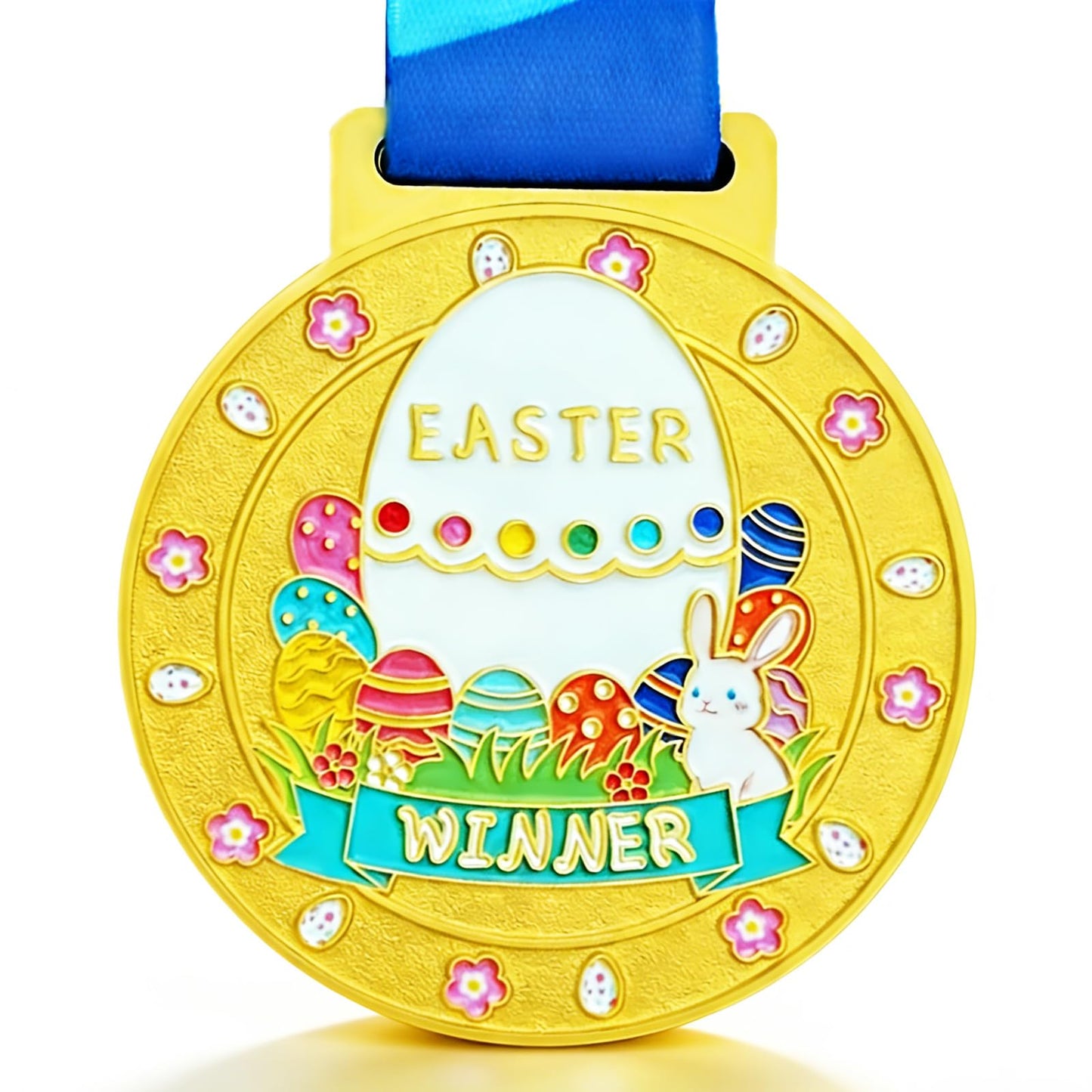 NyShineo Easter Medal for Egg Hunt Winner Awards, 2.56 Inch Metal Medals Reward Badges with Neck Ribbons, Treasure Hunt Champion Prizes, Party Favors Perfect for Easter Games Competitions