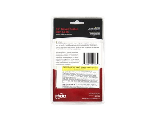 FSDC (Firearm Safety Devices - FSDC-CL1020RKD 15" Gun Cable Lock with 2 Keys - California DOJ Approved Lock - Scratch-Resistant Plastic Body & Cable Cover