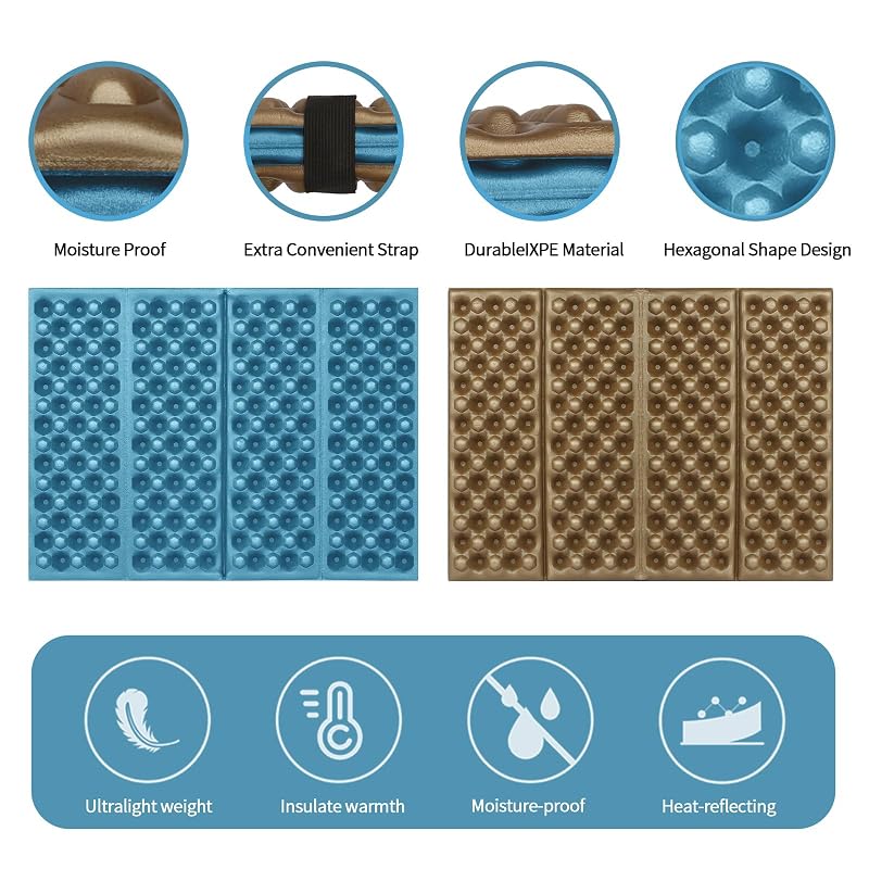 Stadium Seat Pad - Foldable IXPE Insulated Camping Cushioned Mat (Blue 1PC)