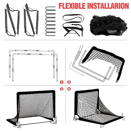 VAVOSPORT Kids Soccer Goals for Backyard Set - 2 of 6x4 ft Portable Soccer Goal Training Equipment, Practice Soccer Net with Soccer Ball, Cones, Soccer Set for Toddler Youth Sports Outdoor Games Play