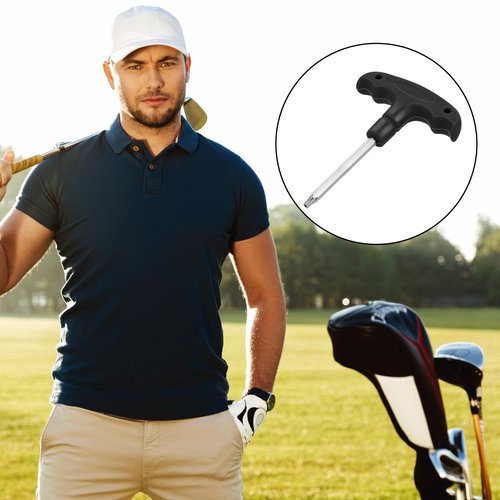Psyqtsuary Golf Wrench Adjustable Golf Tool with Plastic Handle Golf Driver Spike Wrench Stainless Steel Golf Driver Tool for Golf Club Driver Equipment(Black)