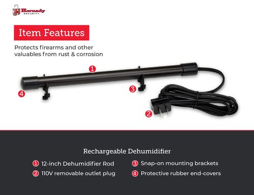 Hornady 95903 Electronic Gun Safe Dehumidifier Rod (12"),Black