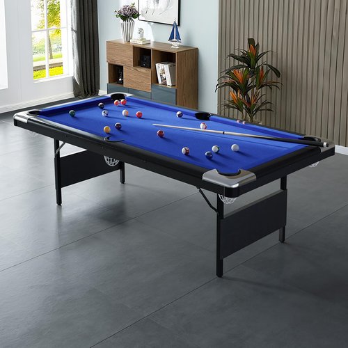 MegaChoice 7 Ft Folding Pool Table, Portable Pool Table, Billiard Table Set Includes Balls, Cues, Chalks and Brush, for Family Game Room, Adult Rrec Room, Basements, Blue