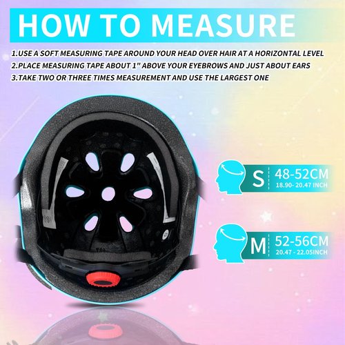 Nattork Kids Helmet Protective Gear, Removable Liner for Multi-Sports Skateboard, Skates, Bike, Scooter Teal Age 9-15 Youth Adults