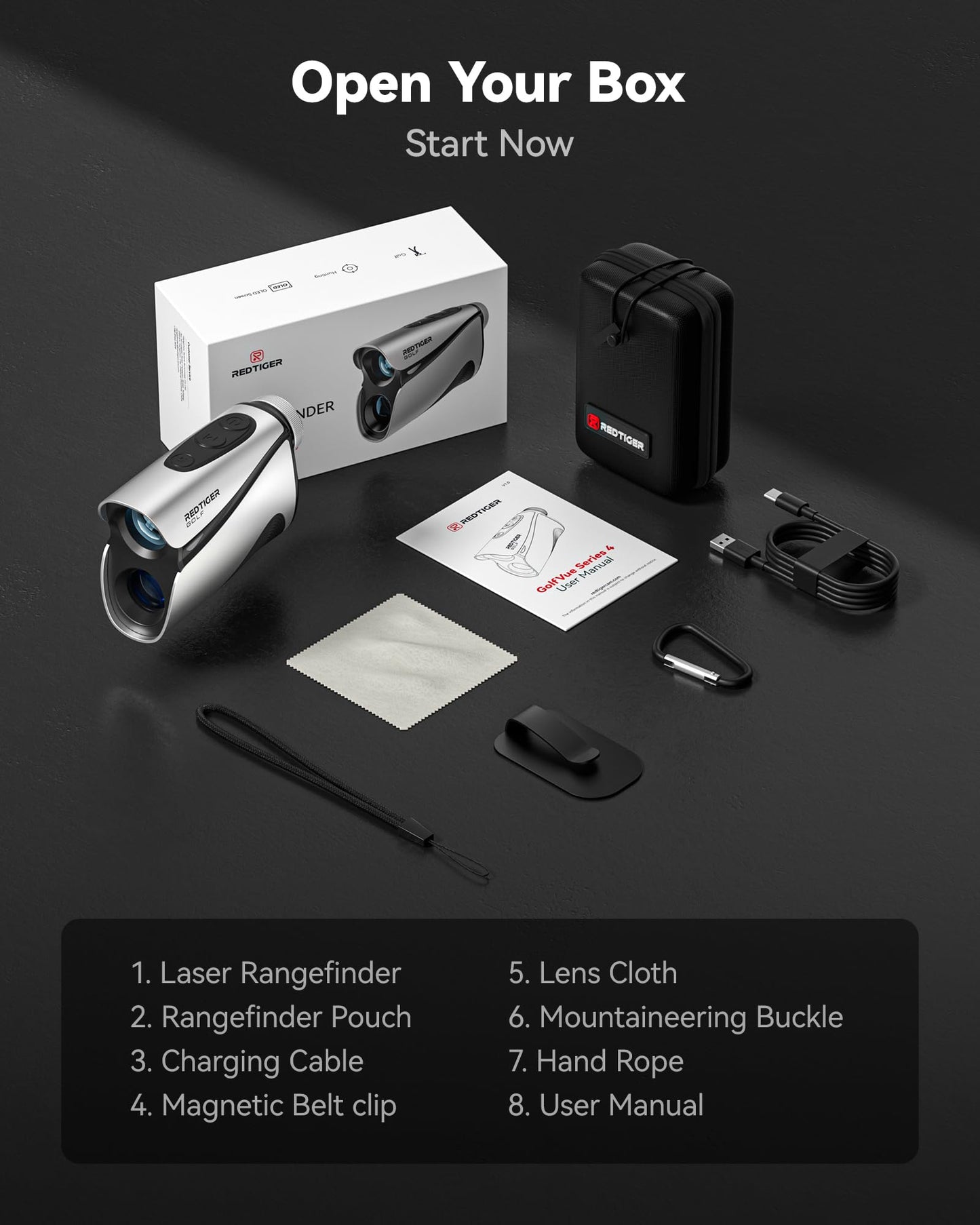REDTIGER OLED Range Finder Golf with Slope, 1200 Yards Laser Rangefinder Golfing, 7X Magnification Range Finder Golf Magnetic, Flag Lock Vibration & Rechargeable