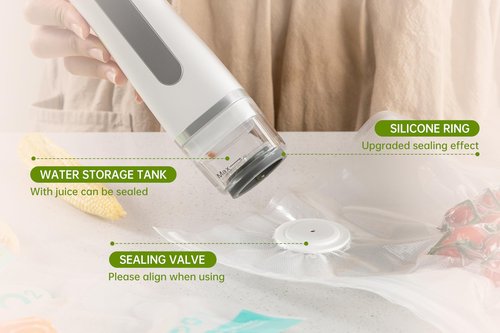 THETCHRY Compact Sealer Machine for Food Preservation & Storage, Handheld Vacuum Sealer with 5PCS Vacuum Bags, Portable Cordless Food Sealer