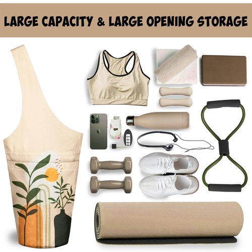 saniwu Bohemian Yoga Mat Bag Carrier Large Capacity Durable with Interior Zipper Pocket for Workout Pilates Gym Travel