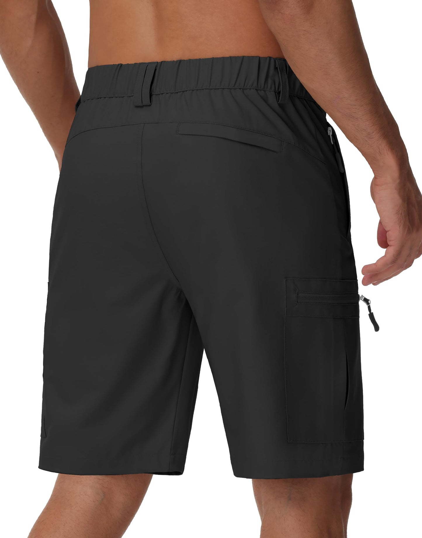 JWM Men's 9" Hiking Cargo Shorts - Lightweight Quick Dry UPF 50+ Stretch Outdoor Shorts with 5 Zipper Pockets for Golf Fishing Travel Work