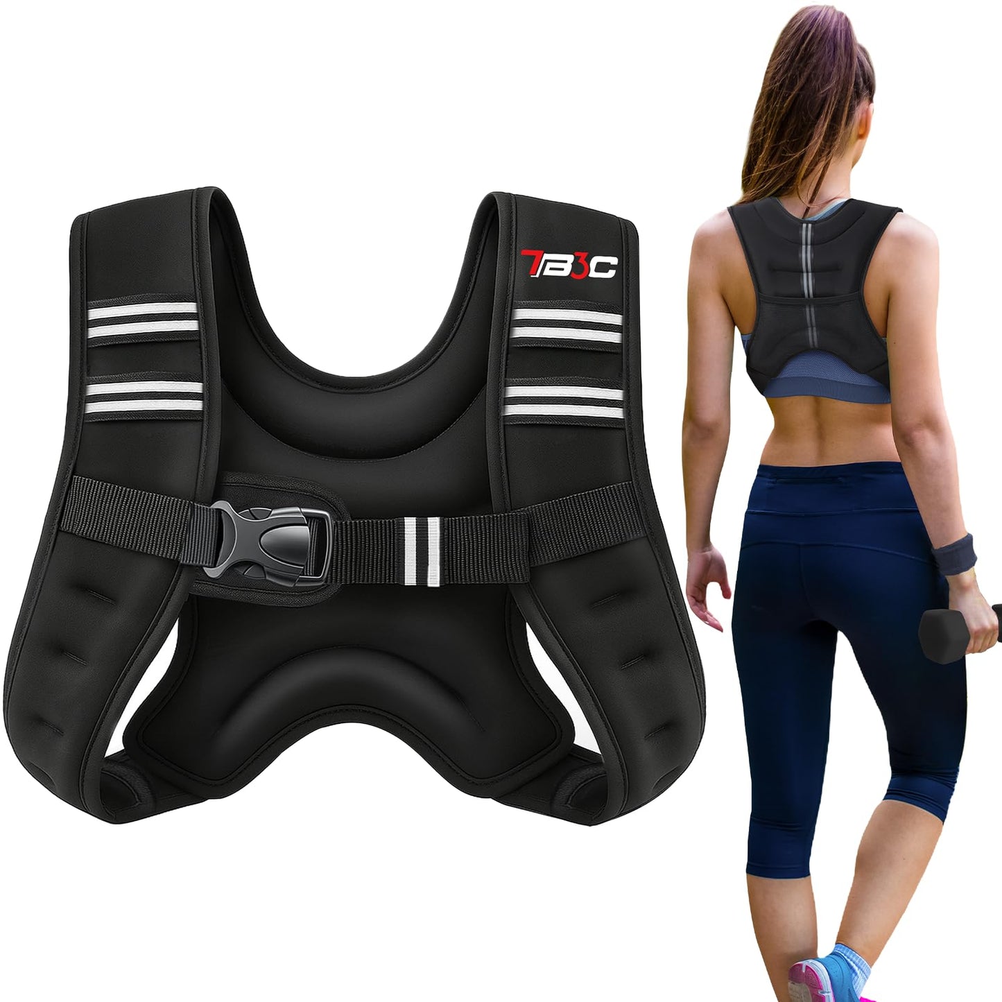 TB3C Weighted Vest Woman, 8 LB Weight Vest for Women, Plus Size womens weighted vest for Strength Training, Running, Workout, Jogging, Walking, Black