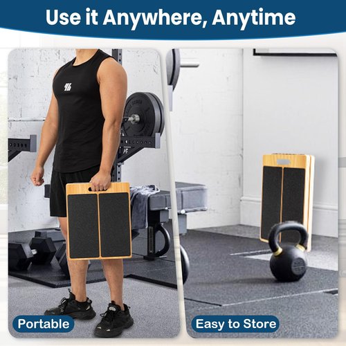 StrongTek 13” Wide Portable Wooden Slant Board, 5-Level Incline (15°-35°), Lower Grip Handle, Beginner & Rehab Friendly, Non-Slip Surface for Calf Stretching, Squats, Physical Therapy