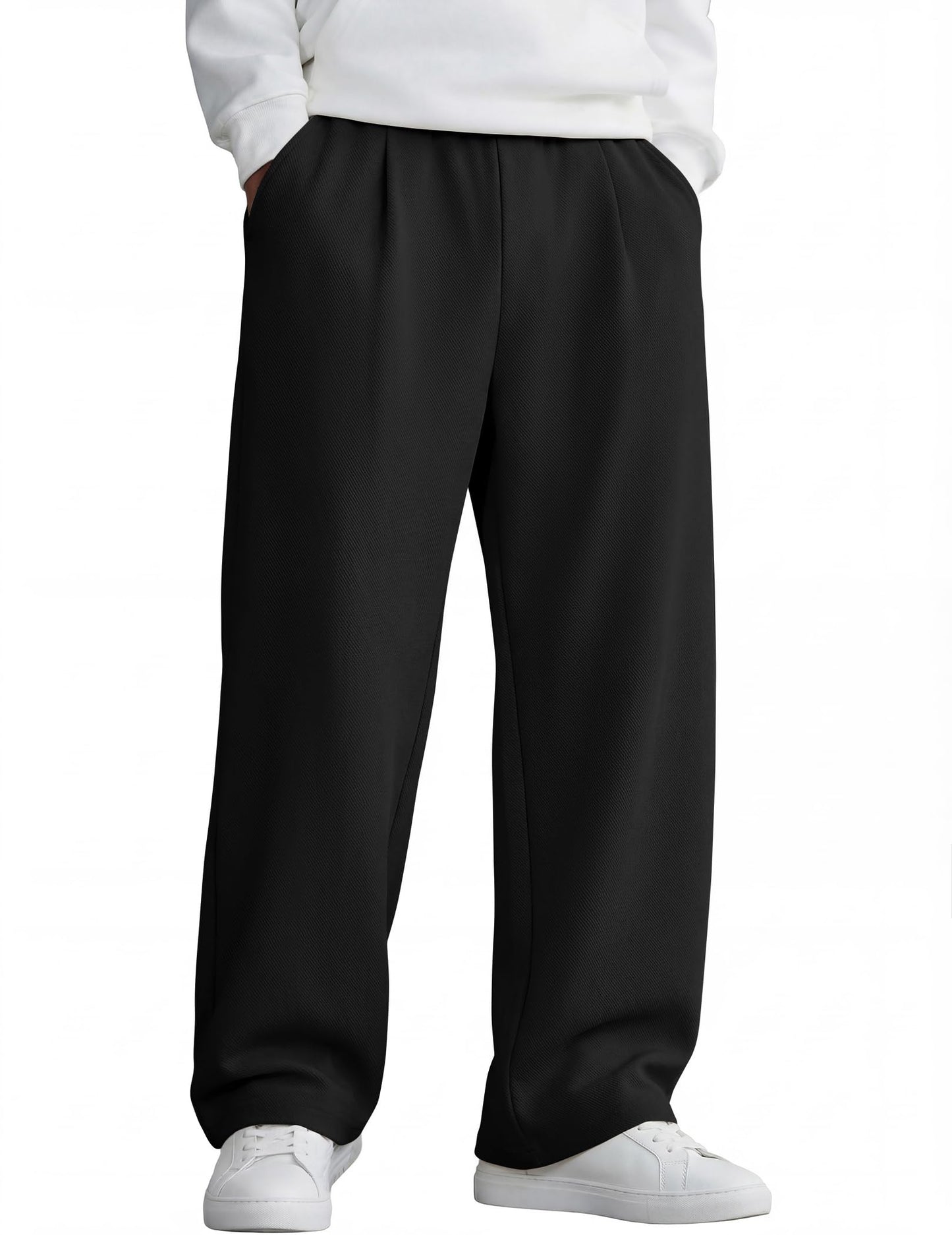 COOFANDY Mens Casual Sweatpants Open Bottom Lounge Pants Lightweight Baggy Workout Yoga Track Pants Black