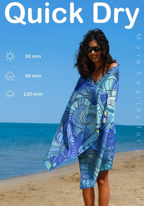 Microfiber Thin Lightweight Beach Towel Sand Free Quick Dry Absorbent Compact Towels for Swimming Pool Camping Beach Accessories Large Easy Pack Travel Things for Vacation Essentials Adult Gift