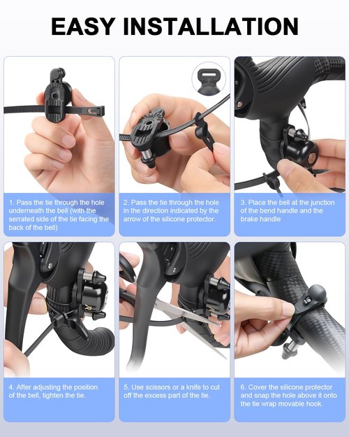 EQIIO Bike Bells for Adults Max 100dB, Portable Copper Case Bicycle Bell Fits 22.2-31.8mm Road Bike Handlebars, Loud Crisp Clear Sound Bike Horn for Adults, Waterproof & Durable