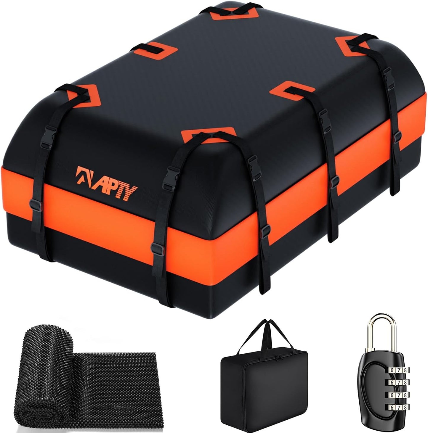 21 Cubic Feet Car Rooftop Cargo Bag Carrier, Soft Roof Top Luggage Bag for All Vechicles with/Without Racks - with Waterproof Zip, Luggage Lock, Anti-Slip Mat, Storage Bag, Door Hooks, Blue
