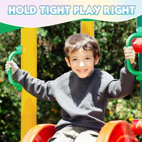 TOPNEW 8Pcs Kids Playground Safety Handles -Swing Set & Climbing Frame Hand Grips, Multi-Color Plastic Grab Bars for Outdoor Playhouse, Jungle Gym, Climbing Frame (Colour Mixing)