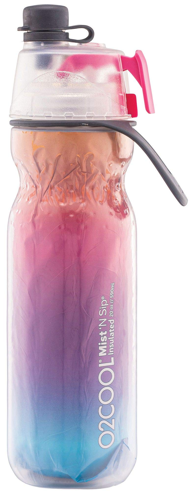 O2COOL Mist N Sip 20 oz Misting Reusable Sports Water Bottle Red Ombre
