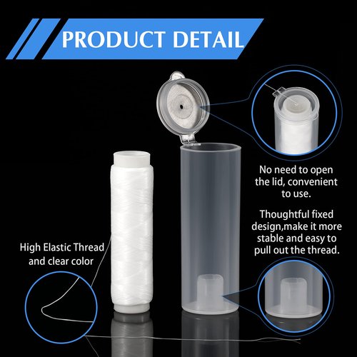 Skylety Fishing Thread Nylon Elastic Invisible Magic Fishing Line Bait Thread 0.2 mm Length 656 Feet Per Spool Stretchy Bait String Line Clear Storage Case(2 Pieces)