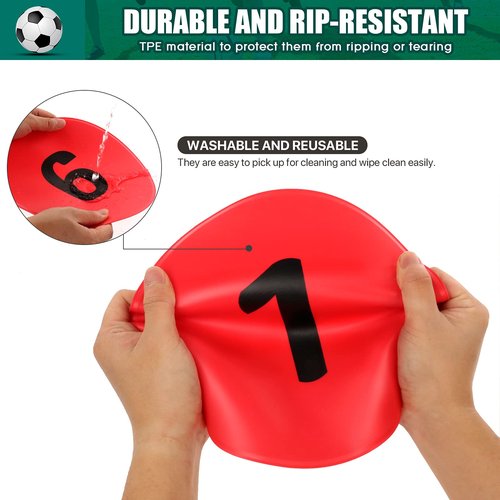9 inch Numbered Spot Markers Flat Cones Non-slip Poly Spots Floor Dots Agility Markers for Kids Soccer Basketball Sports Speed Agility Training, Preschool Classroom Activities, Social Distancing