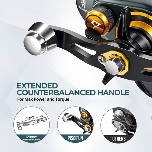 Piscifun Alijoz 400 Baitcaster Fishing Reel, 35Lbs Max Drag Aluminum Alloy Frame Baitcasting Reel, 8.1:1 Gear Ratio Freshwater and Saltwater Low Profile Casting Reel for Musky, Grey Right Handle