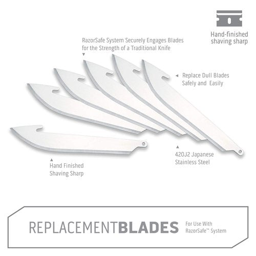 OUTDOOR EDGE 3.0" RazorSafe Replacement Drop-Point Knife Blades, 6 Pieces