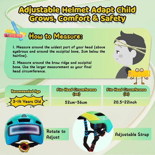 Kids Helmet, Bike Helmets with Upgrade LED Display, High Visibility, 64 Patterns, Turning & Stop Signal Light, Helmet for Kids 3-5, 5-8, 8-14, Adjustable for Youth Boys Girls, Safety Cycling, Scooter