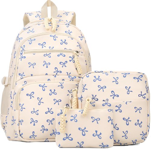 jingyuKJ Coquette Bow Backpack - Cute Kawaii Backpack Set Aesthetic Daypack Bow Rucksack (A02 Bow Blue)