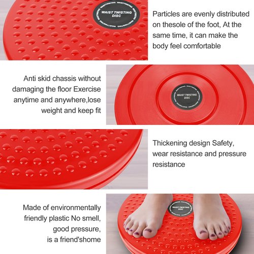 H H&J HUAJIAN Waist Whisper Disc,Body Twister Waist Twister Body Shaping Rotating Board for Women's Twisting Sports Equipment Aerobic Exercise Foot Massage (Red)