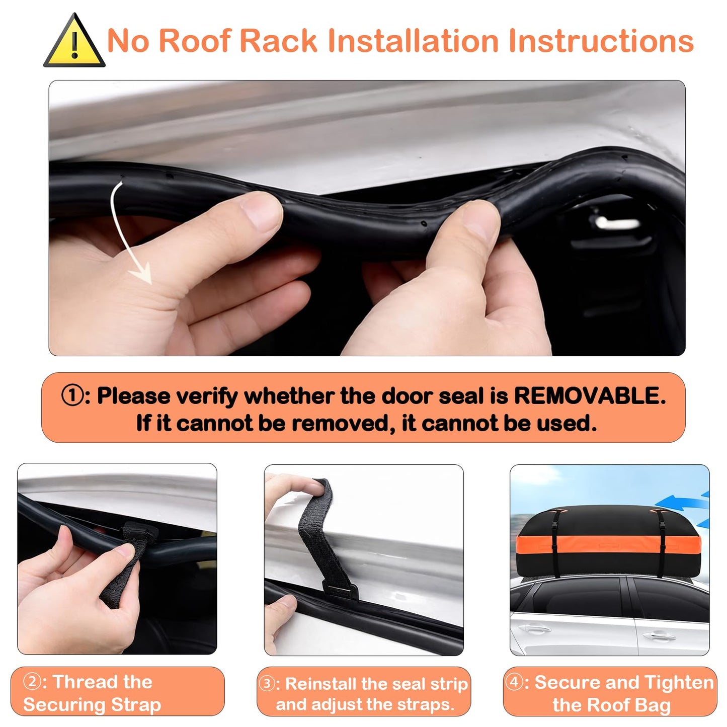 CYDDUP Roof Bag, Waterproof Soft Car Top Carrier Without Rack, 15 Cubic Feet Cargo Carrier for Top of All Vehicles with/Without Rack, Includes Anti-Slip Mat, 4 Door Hooks, Luggage Lock, Storage Bag