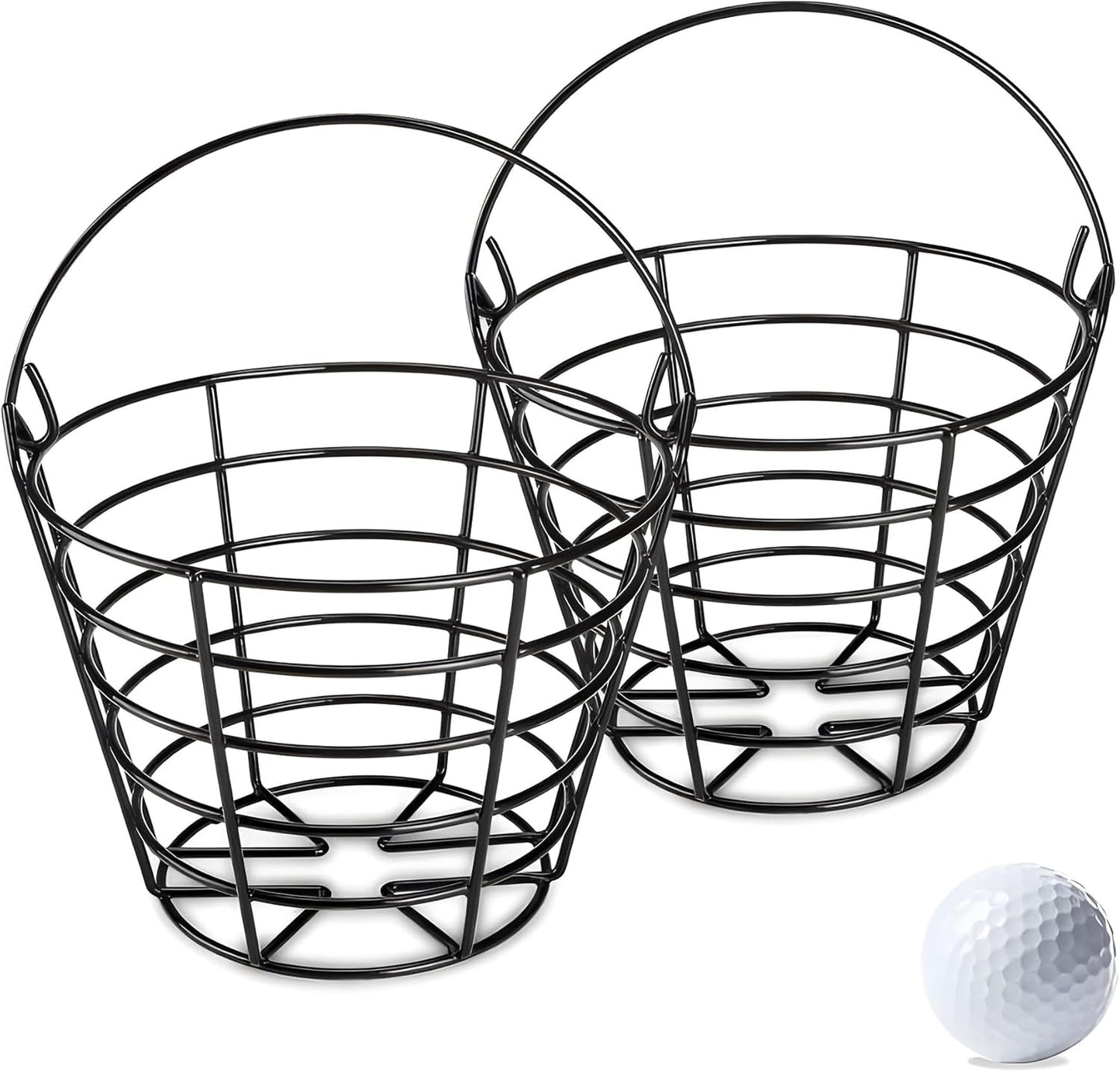 10L0L Metal Range Golf Ball Baskets with Handle, Golf Ball Storage Bucket, Holds 50 Balls Each (GolfBalls Not Included)