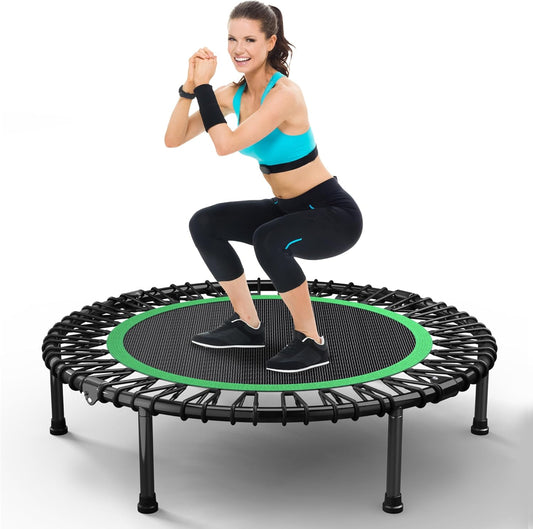 HYD-Parts 40"/48“ Rebounder Trampoline for Adults with Bungee Cords, Portable Fitness Exercise Mini Trampoline, Small Rebounder Indoor/Outdoor, Quiet Workout Equipment, 450lbs/550lbs