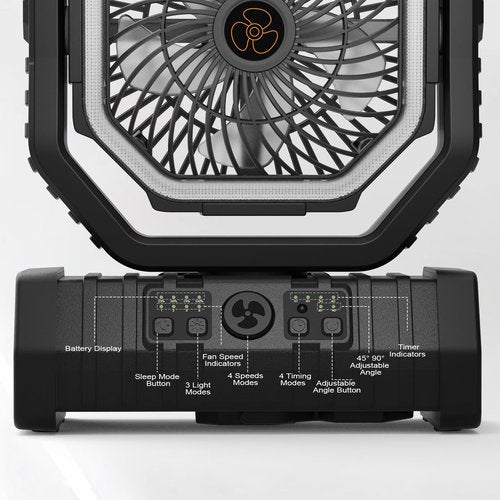 Richday Portable Camping Fan 20000mAh Rechargeable Battery Powered Outdoor Fans with LED Lantern Light USB Charging, Cordless Personal Fan for Tent Travel Camp Desk Car Home Work