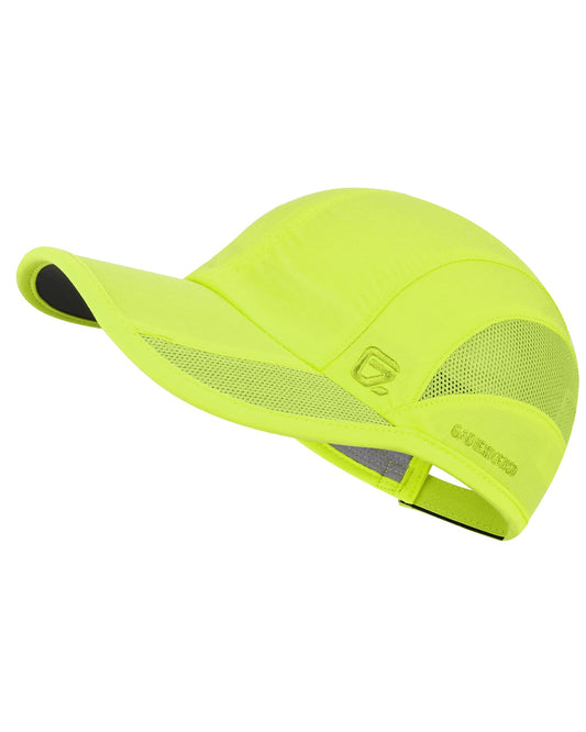 GADIEMKENSD Outdoor Running Hat Men Quick Dry Baseball Cap Women Cool Workout Hat Breathable Mesh UPF50+ Sun Ball Cap Performance Dad Hats for Jogging Cycling Tennis Fluorescent Green M/L 7-7 1/2