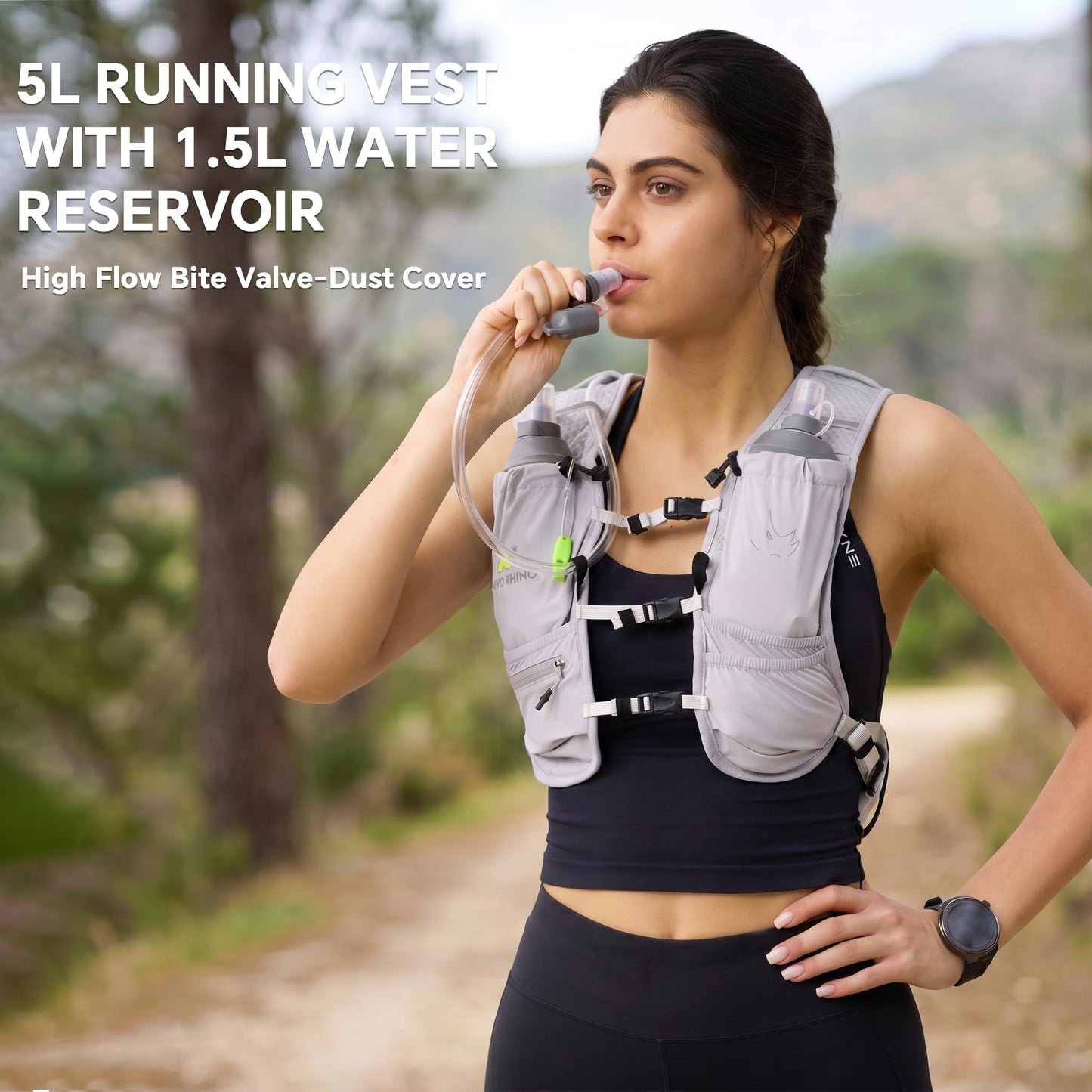 N NEVO RHINO Small Running Vest for Women, Lightweight Hydration Vest with Water Bladder 1.5 Liter, Hydration Backpack for Trail Hiking Cycling Jogging