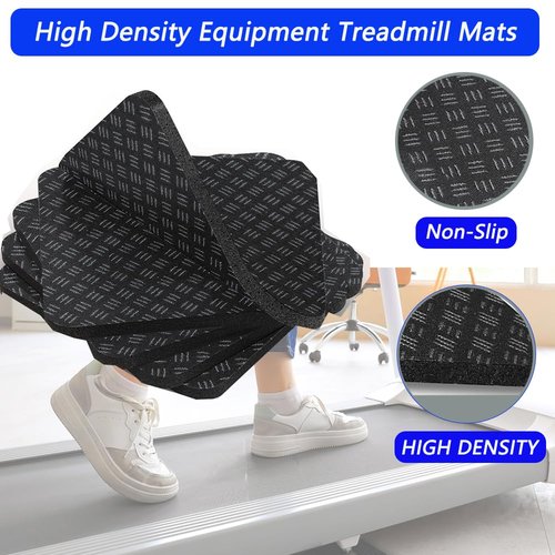 LOOEEL 6PCS Treadmill Mats,High Density Equipment Pads 4 x 4 x 0.2 inch Double-Sided Non-Slip Exercise Equipment Mat for Floor Protection,Washing Machine Pads,Walking Pad,Exercise Bike,Home Gym etc.
