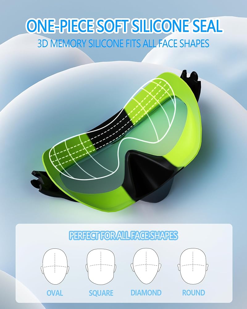 Kids Swim Goggles 2 Pack - Soft Silicone Anti-Fog UV Protection, Blue/Green & Black