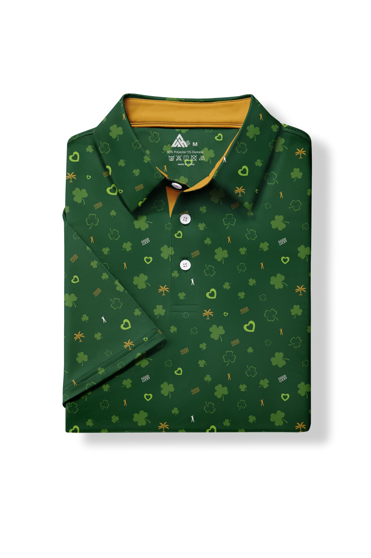 ZITY Mens Golf Shirt Short Sleeve Moisture Wicking Performance Daily Casual Print Patterns Collared Golf Polo Shirts for Men Bright Green X-Large