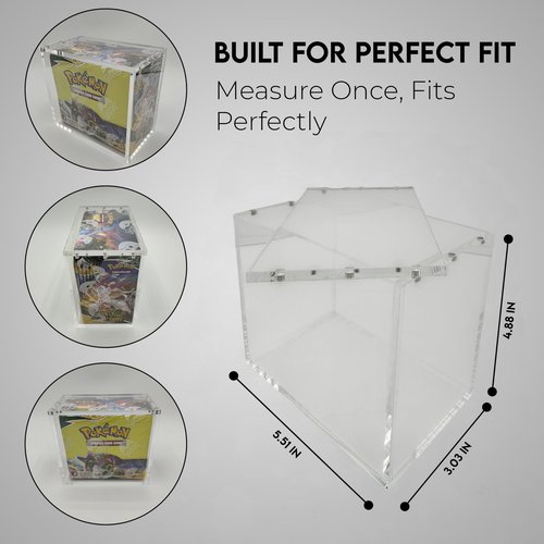 Asian Needs Acrylic Clear Display Case for Booster Box, 8mm Sides with UV Protection, 5mm Magnetic Lid, Stackable Storage Box