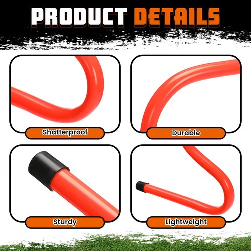 Gemscream 12 Pcs 12 Inch Agility Hurdles Training Equipment Agility Hurdles and Marker Cone Set Disc Cones Speed and Training Obstacle for Athletes Sports Soccer Football Tennis Basketball(Orange)