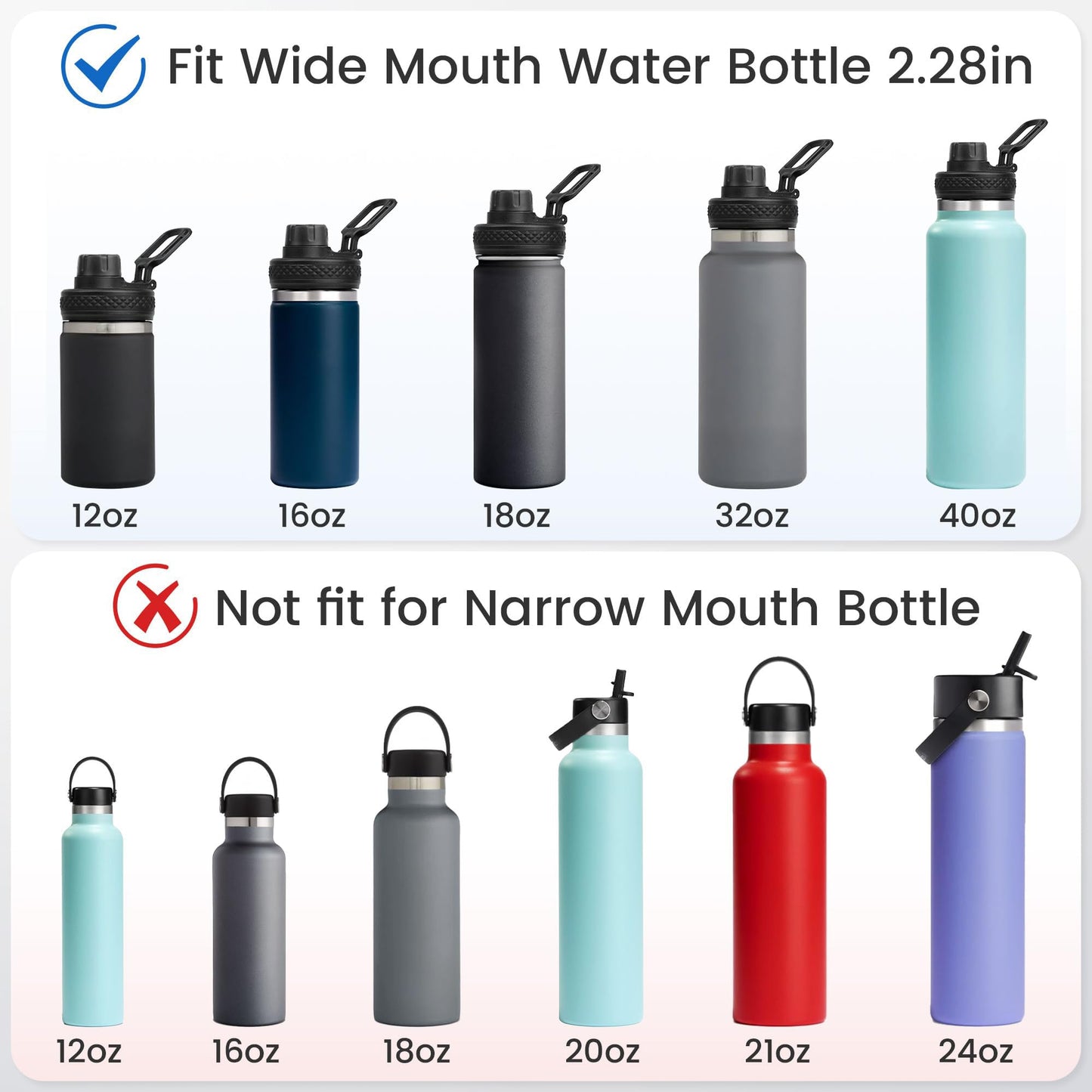 Spout Lid Replacement for Hydro Flask Wide Mouth 12, 16, 18, 32, 40, 64 OZ, Chug Lid for Thermoflask with Handle, Replacement Lid for Wide Mouth Water Bottle 2.28in