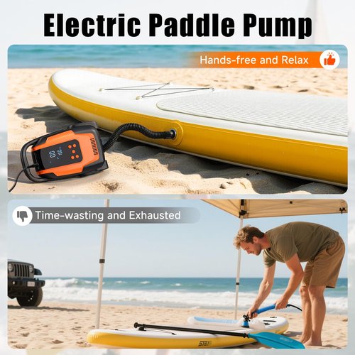 Komobe Electric Paddle Board Pump, 50PSI High Pressure Portable SUP Air Pump with Auto-Off and Deflation Function, 12V DC Car Connector for Stand Up Paddle Boards, Car Tires, Boats, Kayaks